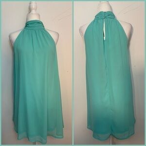 New Love Riche Mint Green Sleeveless Chiffon Halter Spring Summer Mini Dress